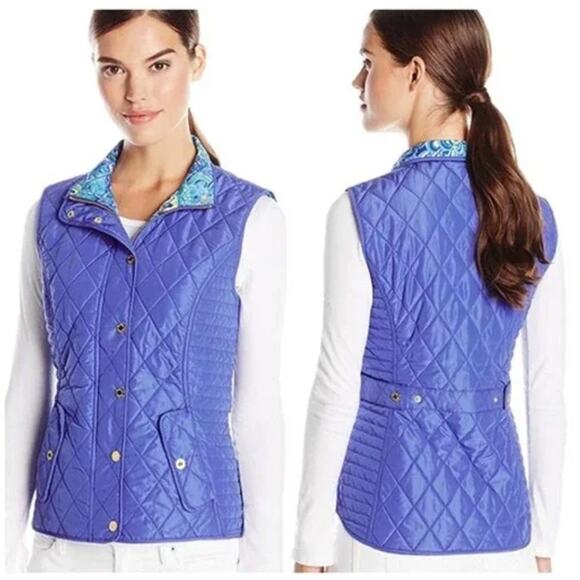 Lilly Pulitzer | Blake Quilted Vest in Iris Blue | Size Small - Picture 1 of 7